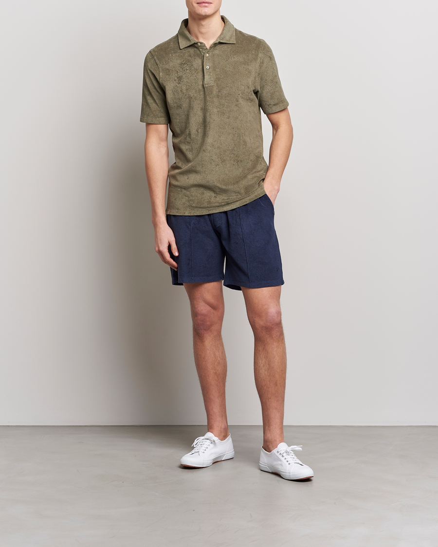 Mies | Pikeet | Stenströms | Terry Cotton Poloshirt Olive
