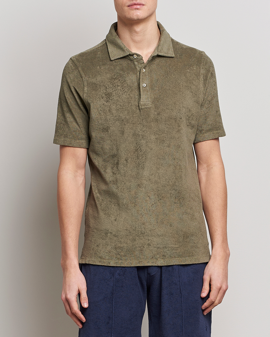Mies |  | Stenströms | Terry Cotton Poloshirt Olive