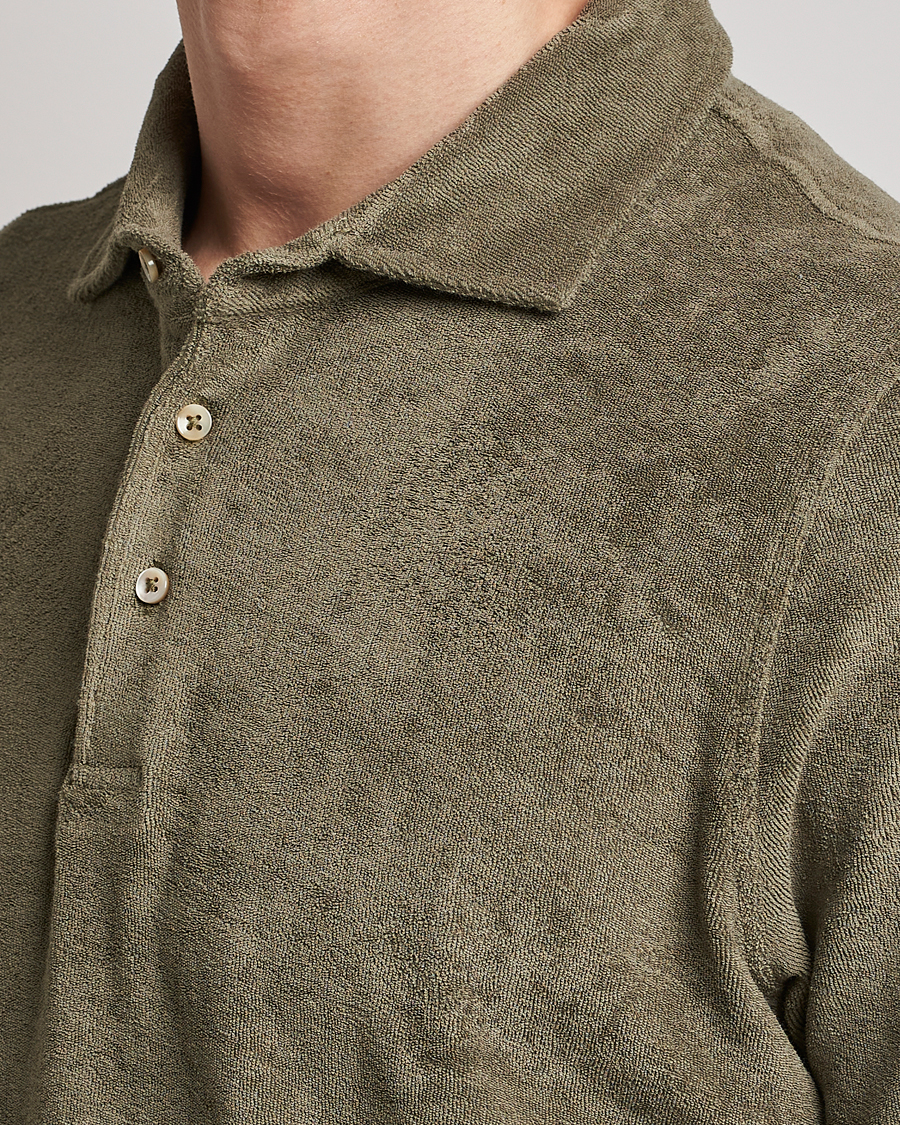 Mies | Pikeet | Stenströms | Terry Cotton Poloshirt Olive