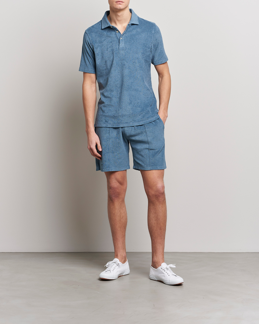 Mies | Shortsit | Stenströms | Terry Cotton Shorts Petrol Blue