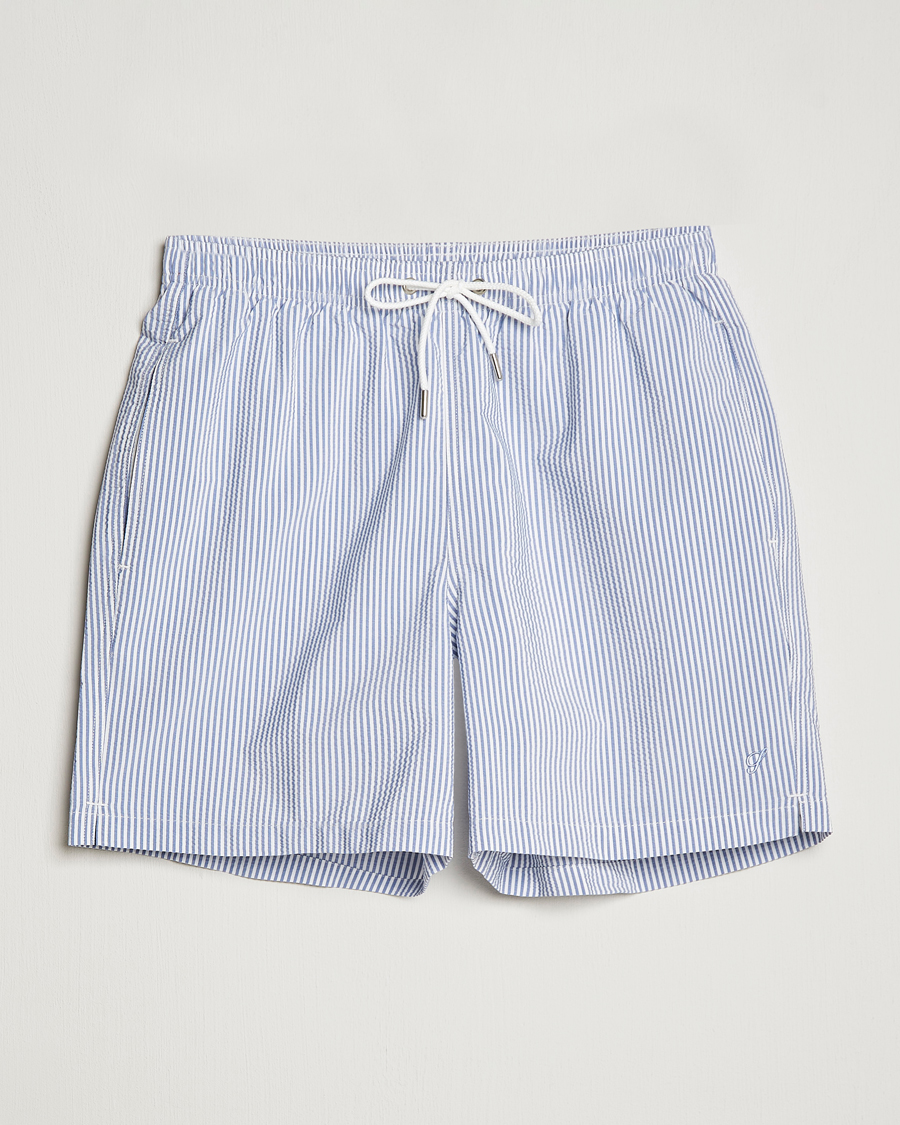 Mies | Uimahousut | Stenströms | Seersucker Striped Swim Shorts Blue