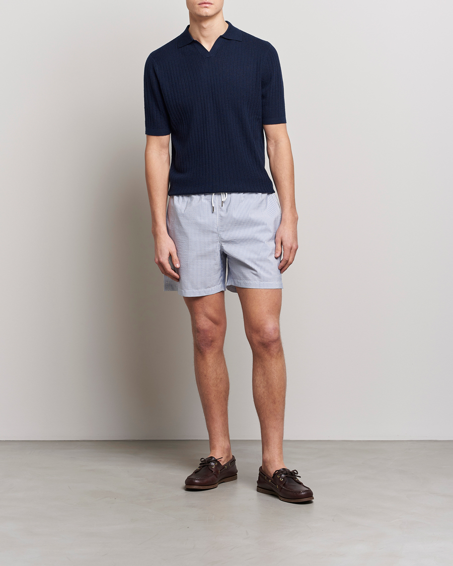 Mies | Uimahousut | Stenströms | Seersucker Striped Swim Shorts Blue