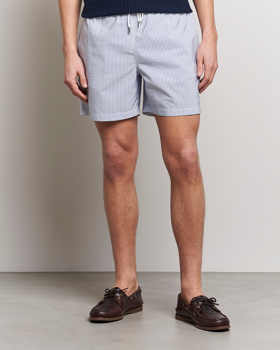 Mies | Uimahousut | Stenströms | Seersucker Striped Swim Shorts Blue