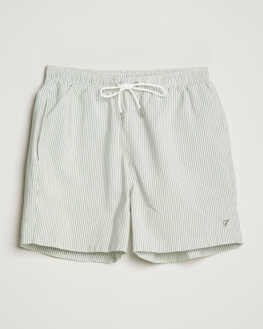 Mies | Uimahousut | Stenströms | Seersucker Striped Swim Shorts Green