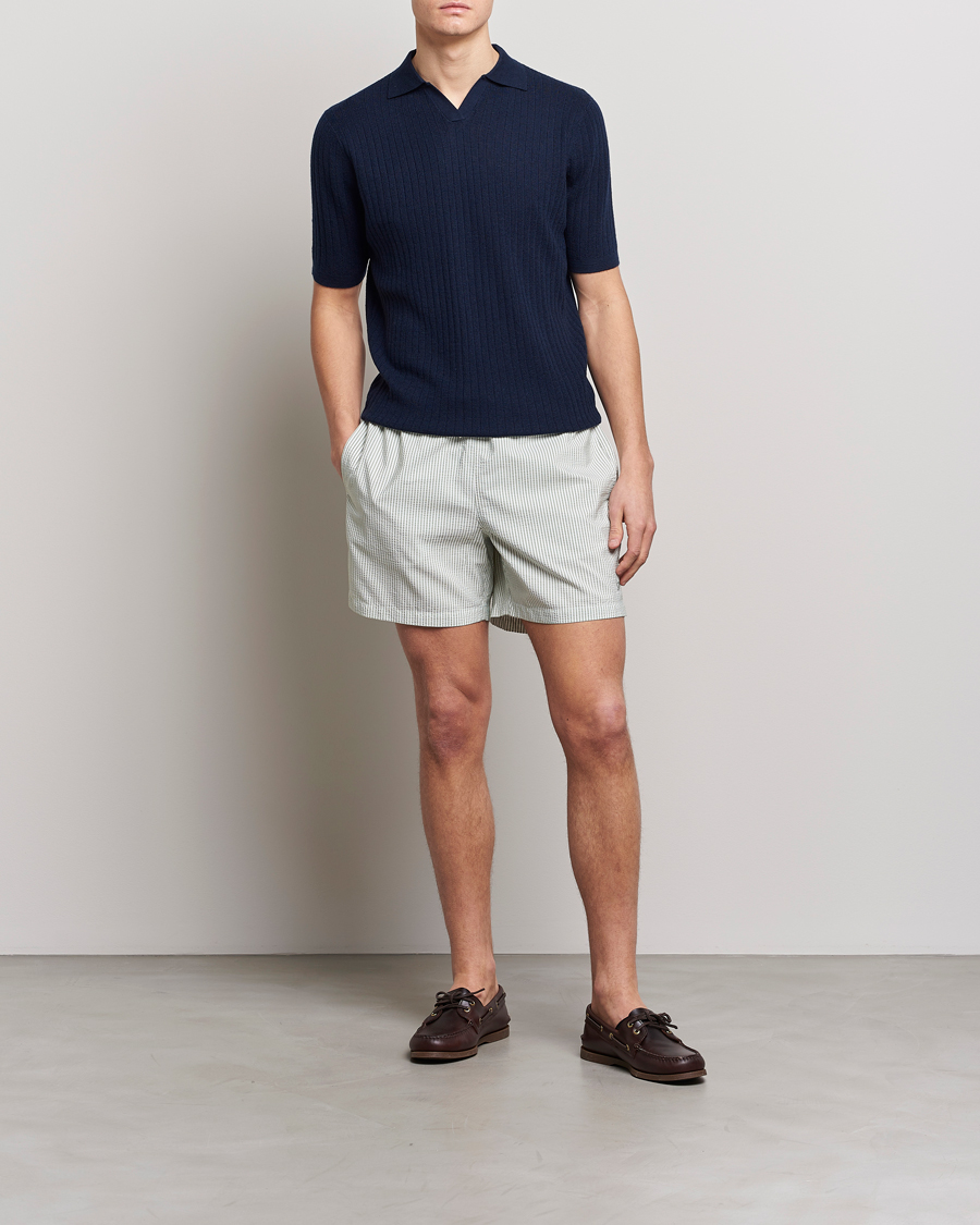 Mies | Uimahousut | Stenströms | Seersucker Striped Swim Shorts Green