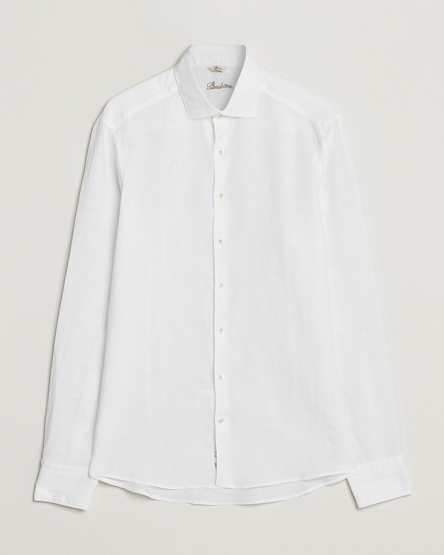 Mies |  | Stenströms | Slimline Cut Away Linen Shirt White