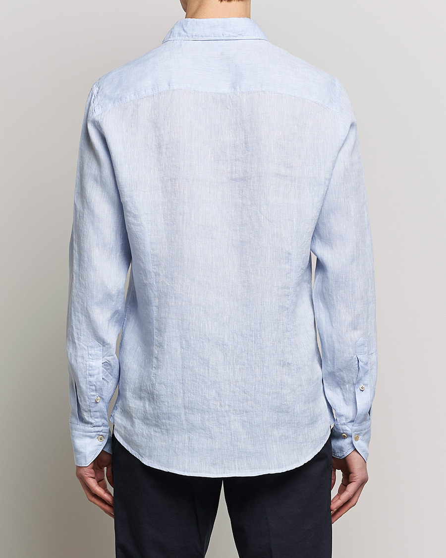 Mies | Kauluspaidat | Stenströms | Slimline Cut Away Linen Shirt Light Blue