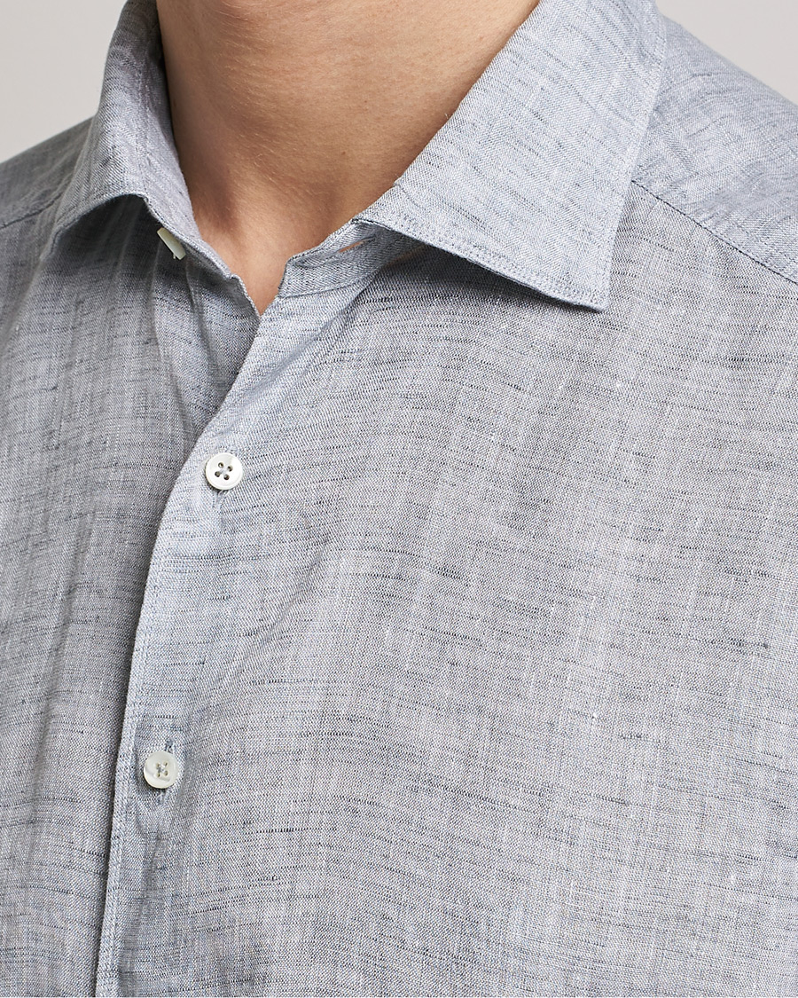 Mies | Kauluspaidat | Stenströms | Slimline Cut Away Linen Shirt Grey