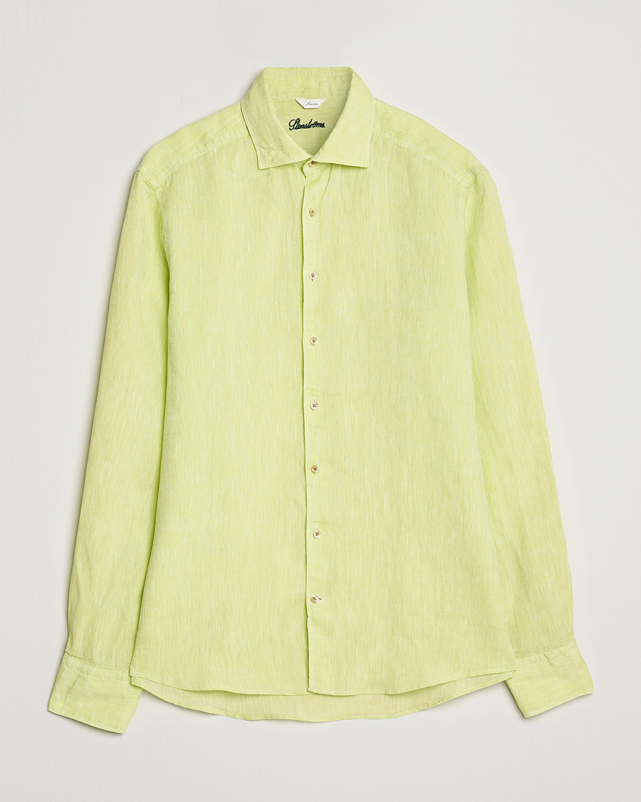 Mies | Kauluspaidat | Stenströms | Slimline Cut Away Linen Shirt Pistachio
