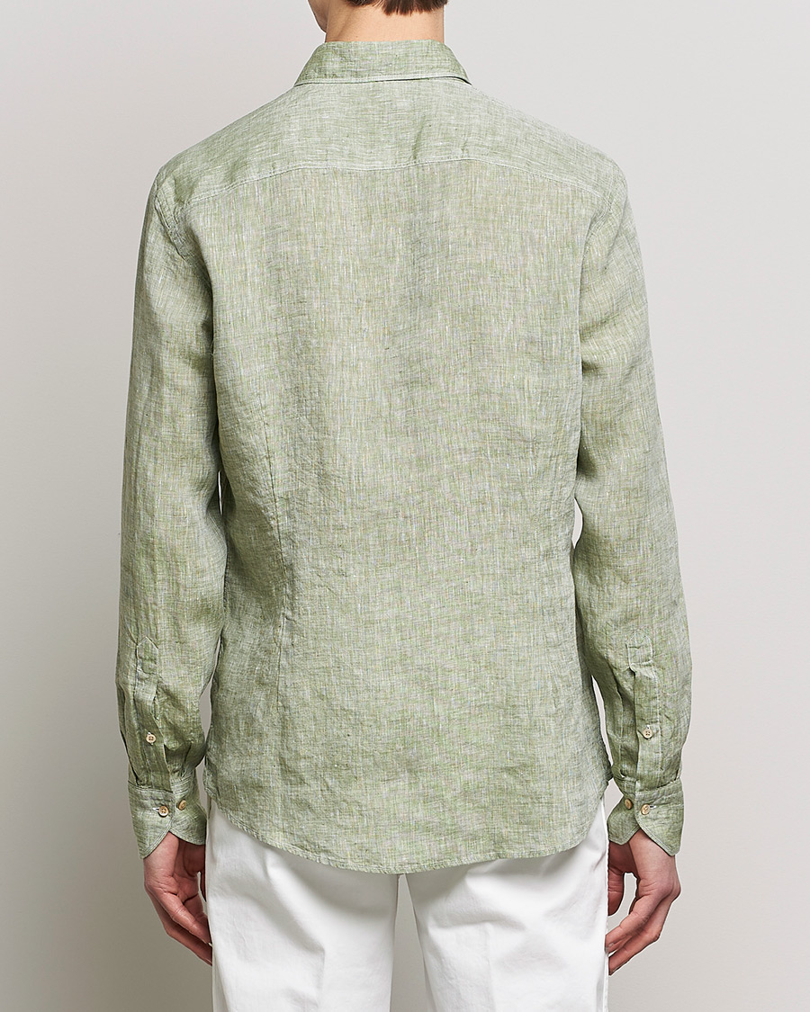 Mies | Kauluspaidat | Stenströms | Slimline Cut Away Linen Shirt Green