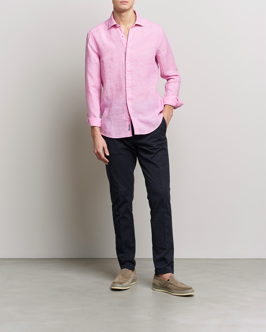Mies | Kauluspaidat | Stenströms | Slimline Cut Away Linen Shirt Pink