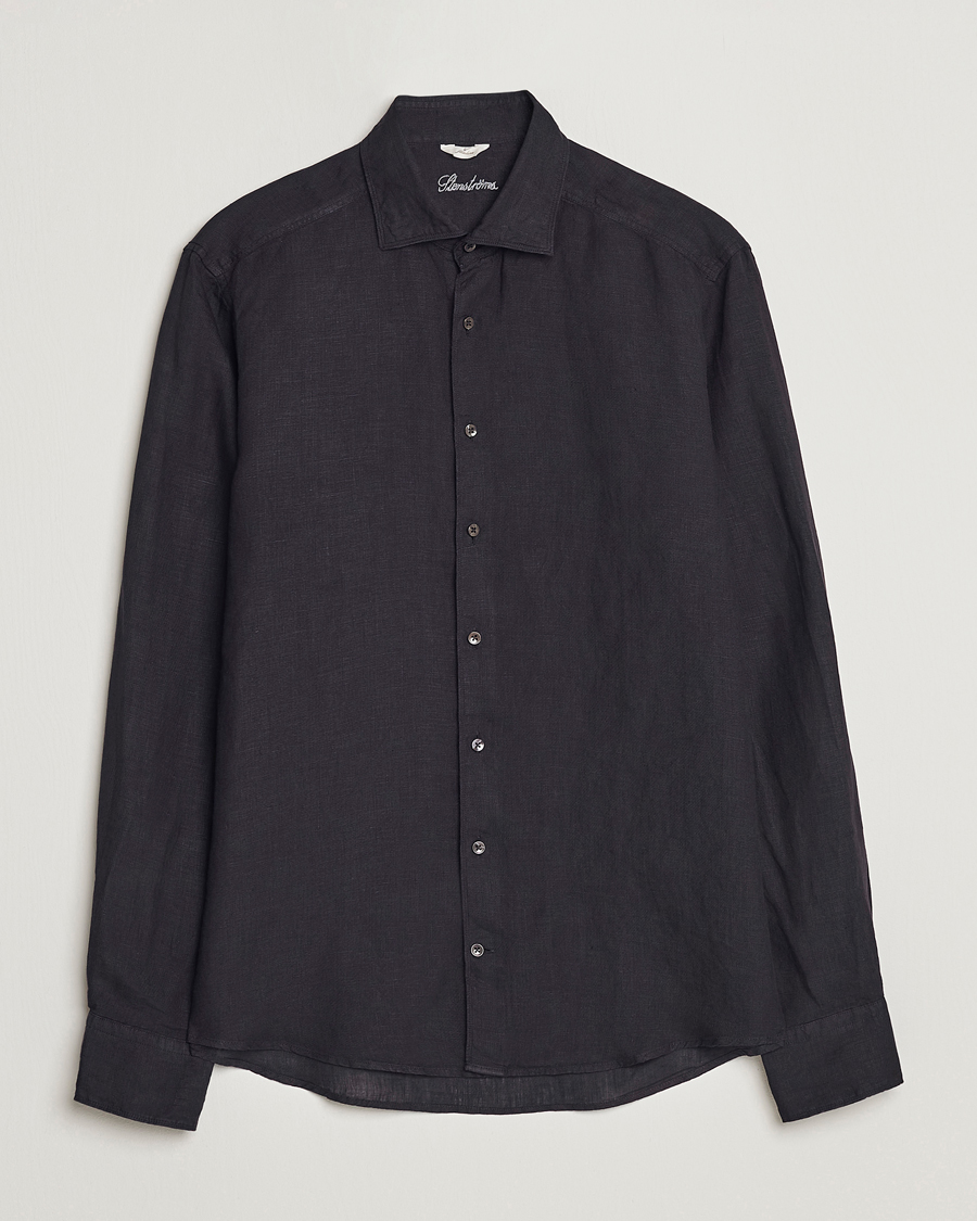 Mies | Kauluspaidat | Stenströms | Slimline Cut Away Linen Shirt Black