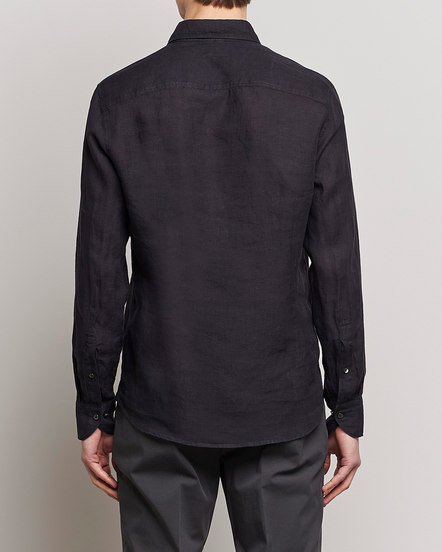 Mies | Kauluspaidat | Stenströms | Slimline Cut Away Linen Shirt Black