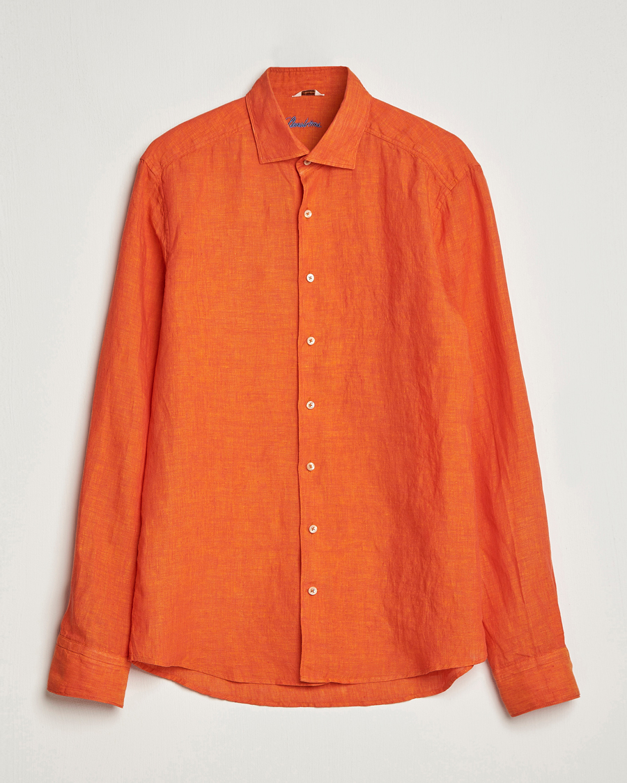 Mies | Kauluspaidat | Stenströms | Slimline Cut Away Linen Shirt Orange