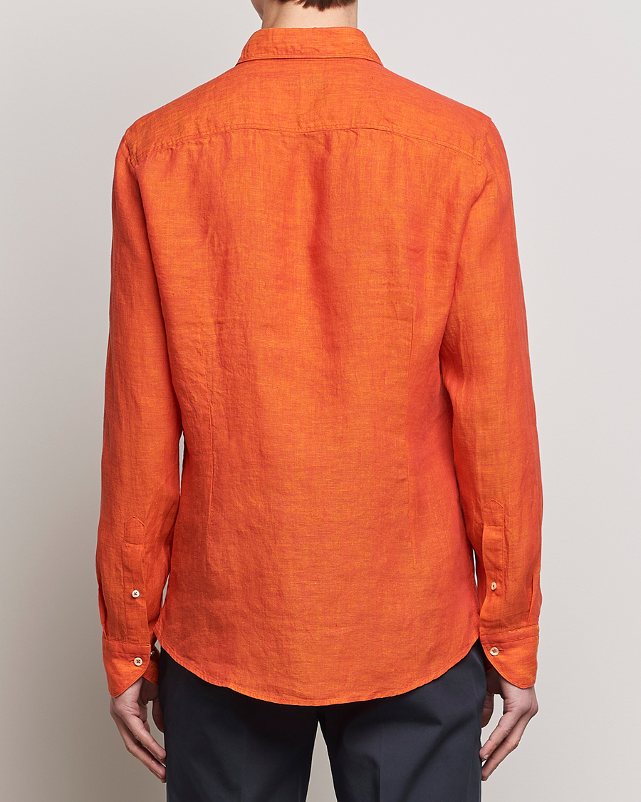 Mies | Kauluspaidat | Stenströms | Slimline Cut Away Linen Shirt Orange