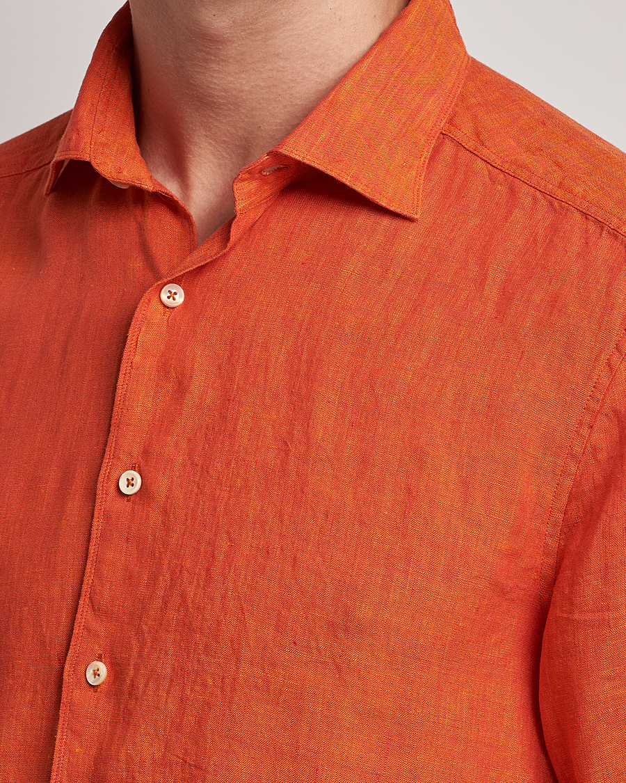 Mies | Kauluspaidat | Stenströms | Slimline Cut Away Linen Shirt Orange