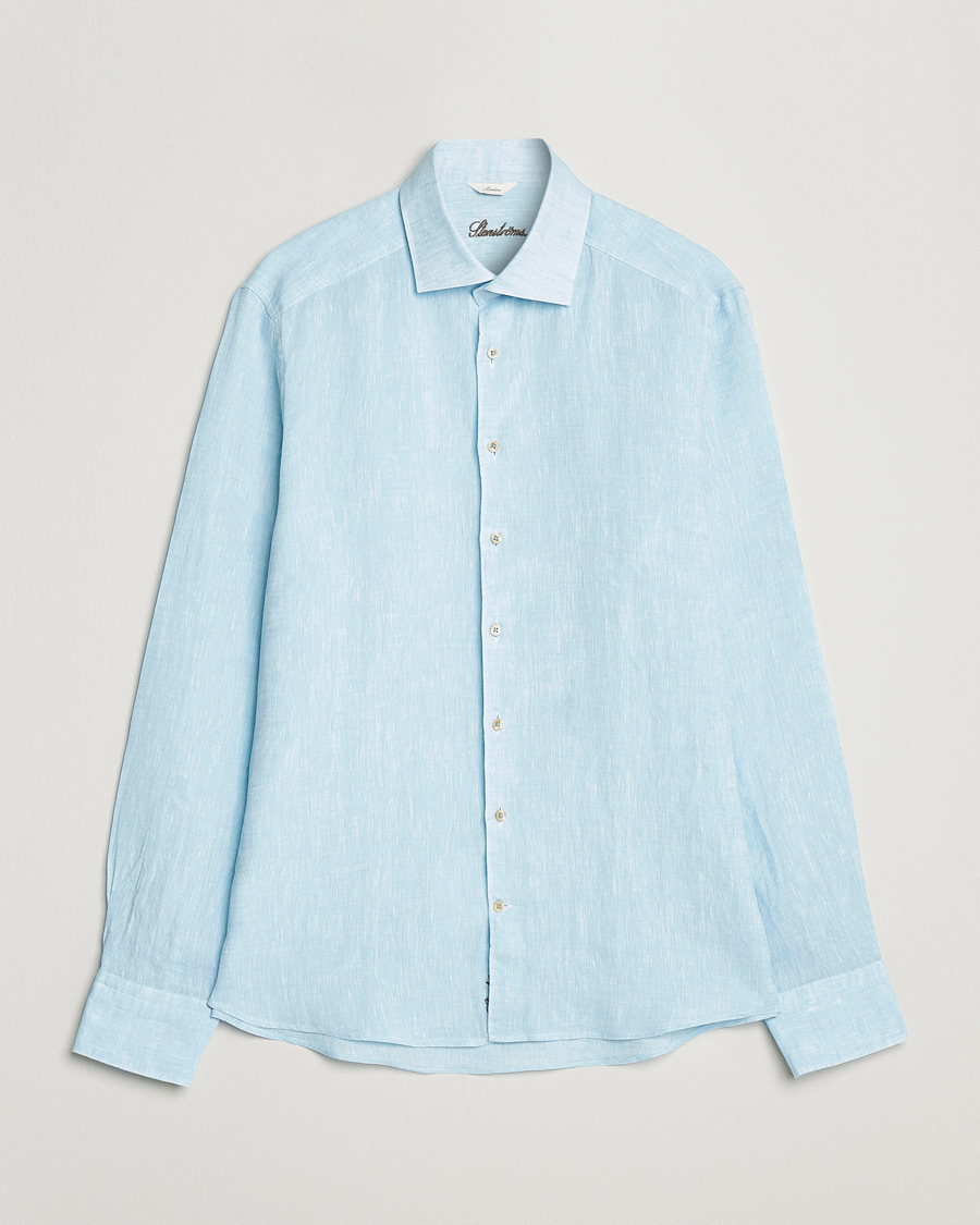 Mies | Kauluspaidat | Stenströms | Slimline Cut Away Linen Shirt Turqoise