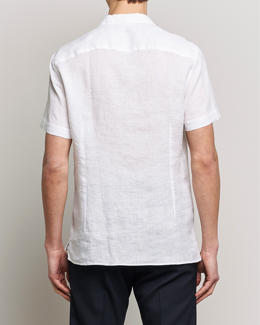 Mies | Kauluspaidat | Stenströms | Slimline Short Sleeve Resort Linen Shirt White
