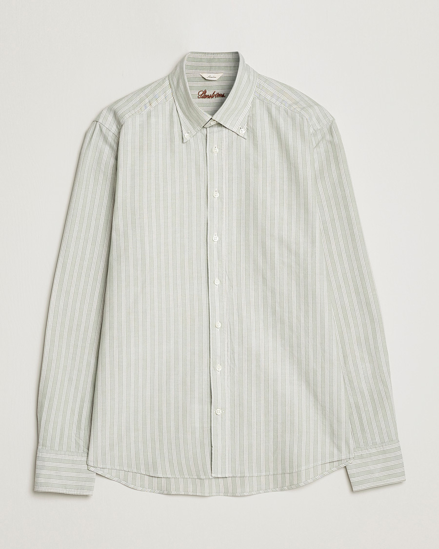Mies | Kauluspaidat | Stenströms | Slimline Washed Striped Oxford Shirt  Pistachio