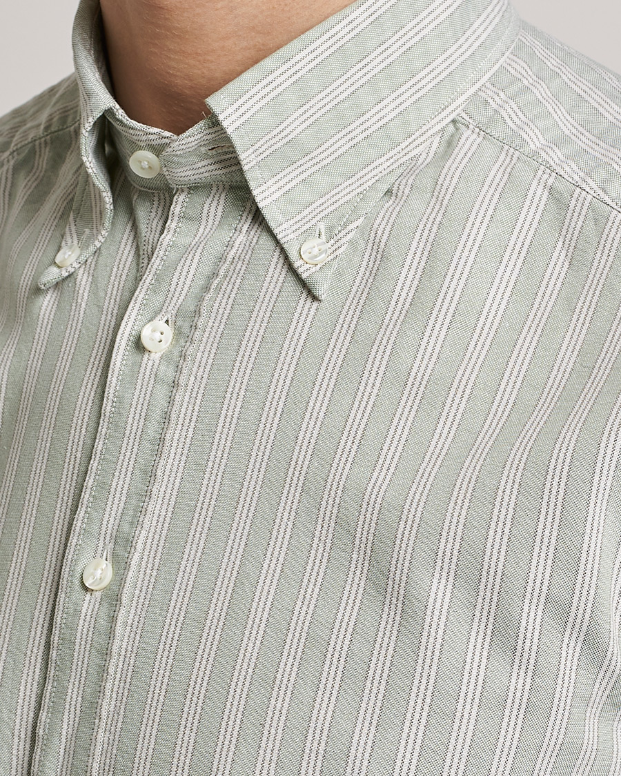 Mies | Kauluspaidat | Stenströms | Slimline Washed Striped Oxford Shirt  Pistachio
