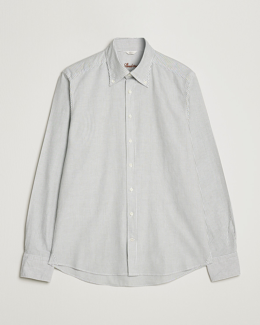 Mies | Kauluspaidat | Stenströms | Slimline Washed Striped Oxford Shirt Green