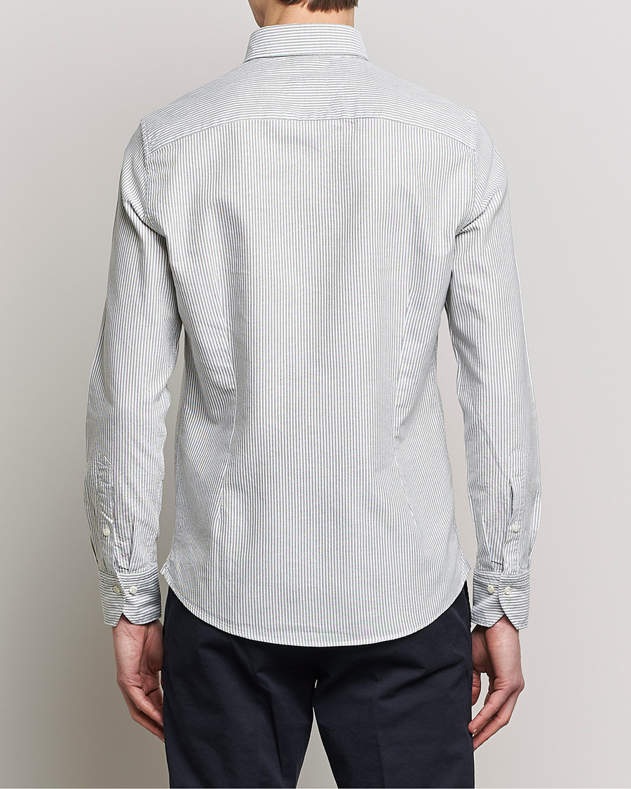 Mies | Kauluspaidat | Stenströms | Slimline Washed Striped Oxford Shirt Green