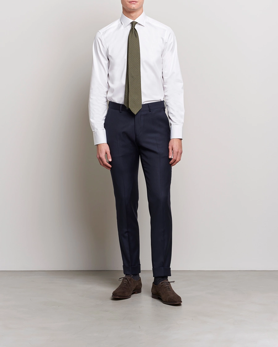Mies | Alennusmyynti | Stenströms | Slimline Cut Away Contrast Shirt White