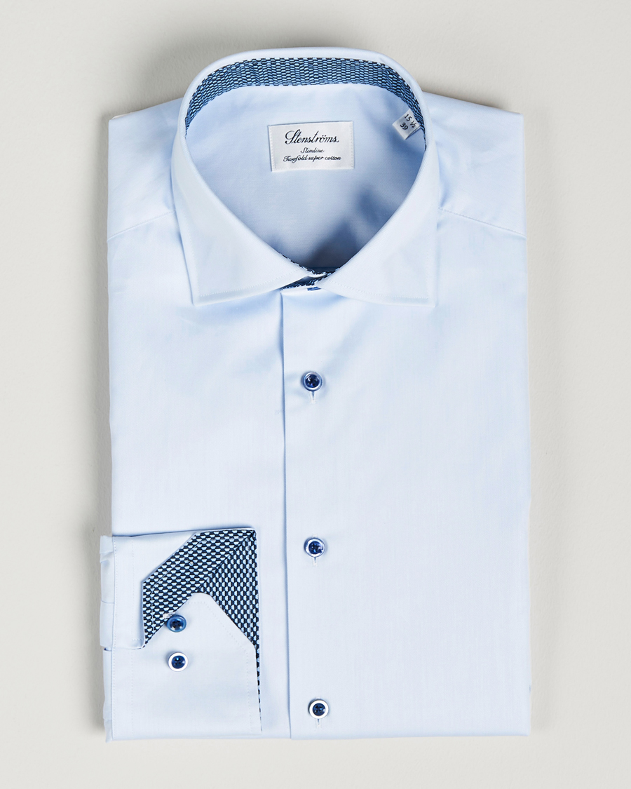 Mies | Kauluspaidat | Stenströms | Slimline Cut Away Contrast Shirt Blue