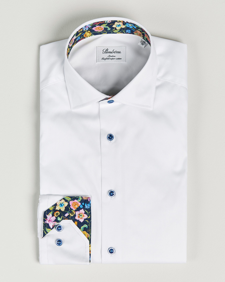 Mies | Kauluspaidat | Stenströms | Slimline Cut Away Contrast Shirt White