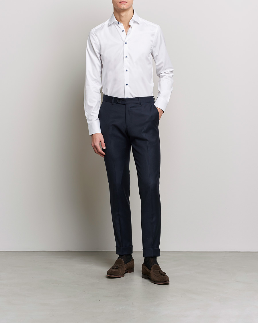 Mies | Kauluspaidat | Stenströms | Slimline Cut Away Contrast Shirt White