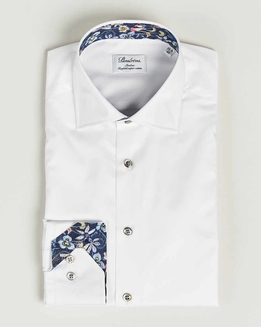 Mies | Kauluspaidat | Stenströms | Slimline Cut Away Contrast Shirt White