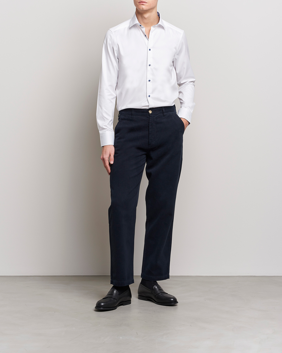 Mies | Kauluspaidat | Stenströms | Slimline Cut Away Contrast Shirt White