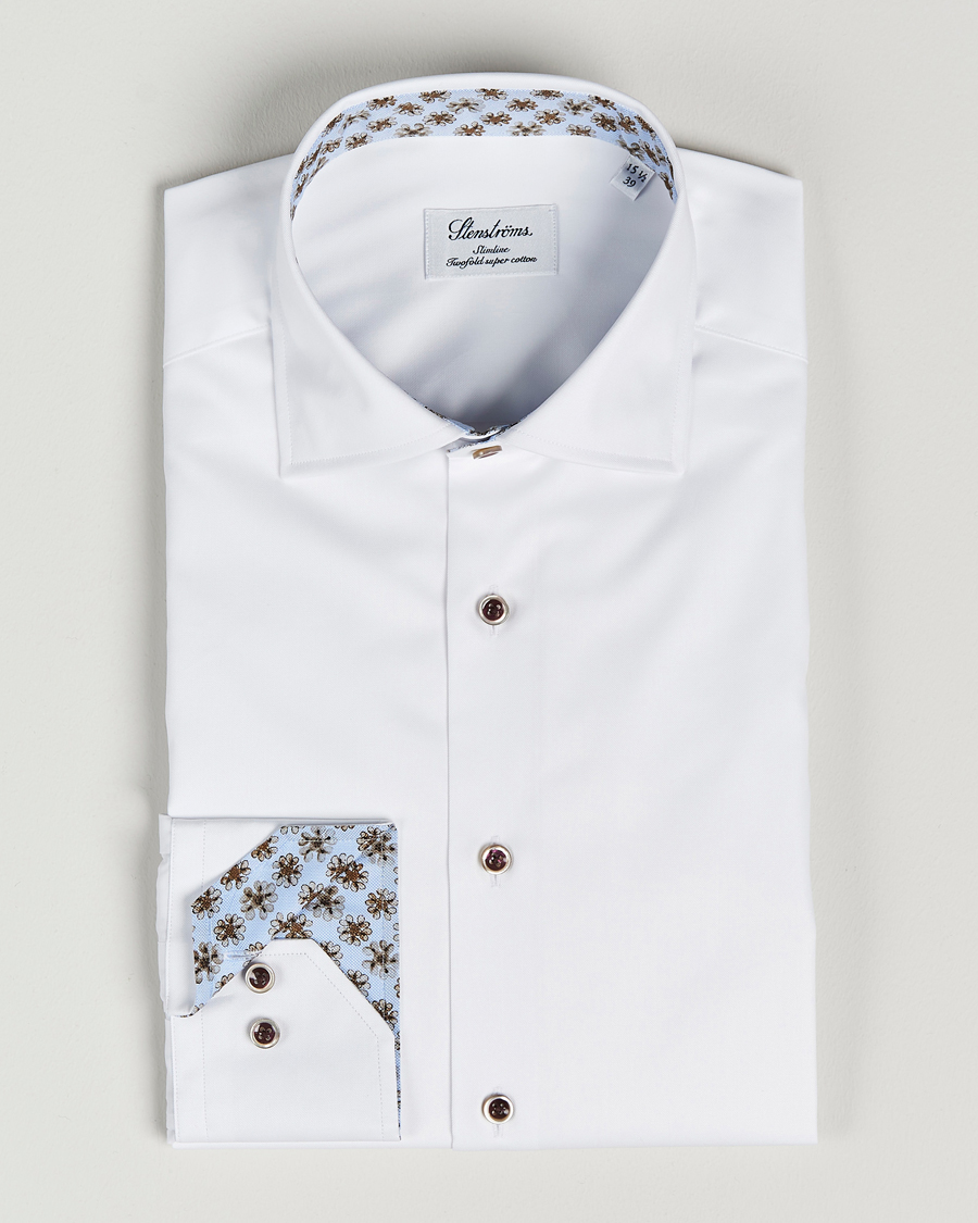 Mies | Kauluspaidat | Stenströms | Slimline Cut Away Contrast Shirt White
