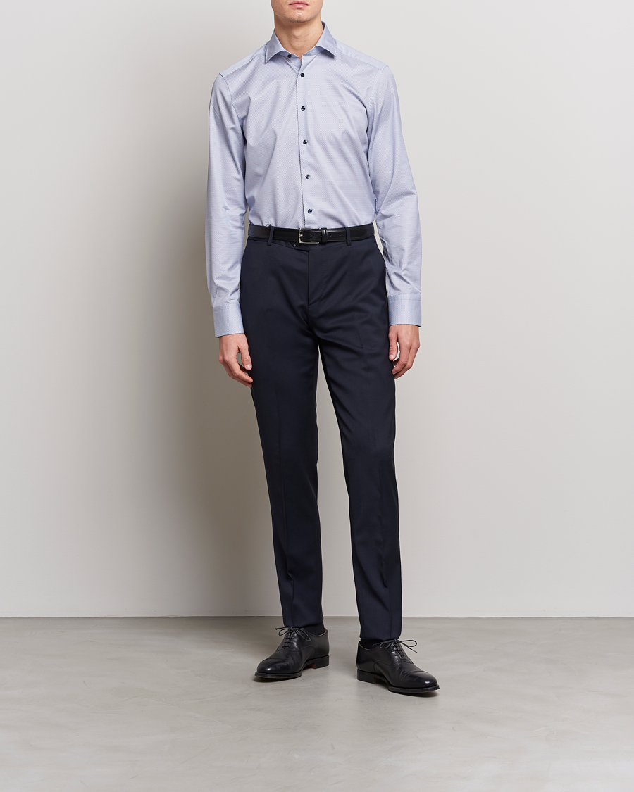 Mies | Kauluspaidat | Stenströms | Slimline Cut Away Micro Print Shirt Blue