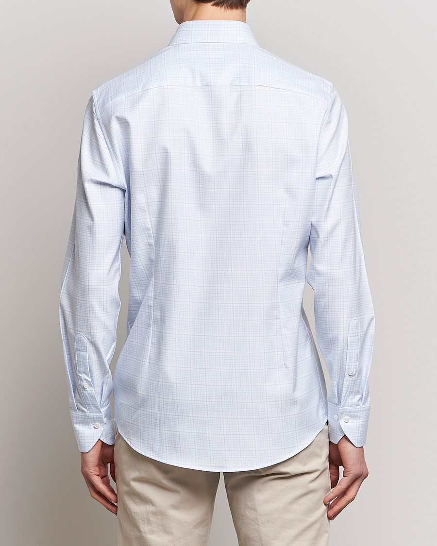 Mies | Kauluspaidat | Stenströms | Slimline Multicheck Cut Away Shirt Light Blue