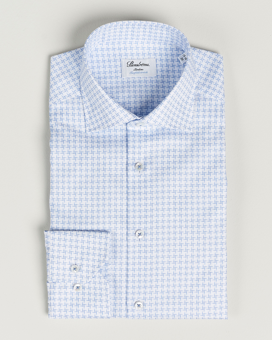 Mies | Kauluspaidat | Stenströms | Slimline Cut Away Micro Print Shirt Blue