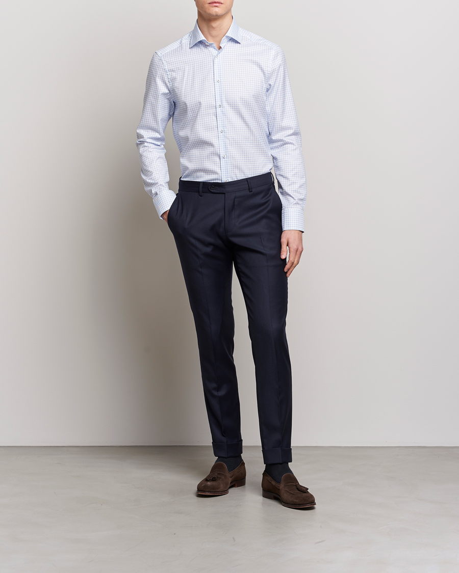 Mies | Kauluspaidat | Stenströms | Slimline Cut Away Micro Print Shirt Blue