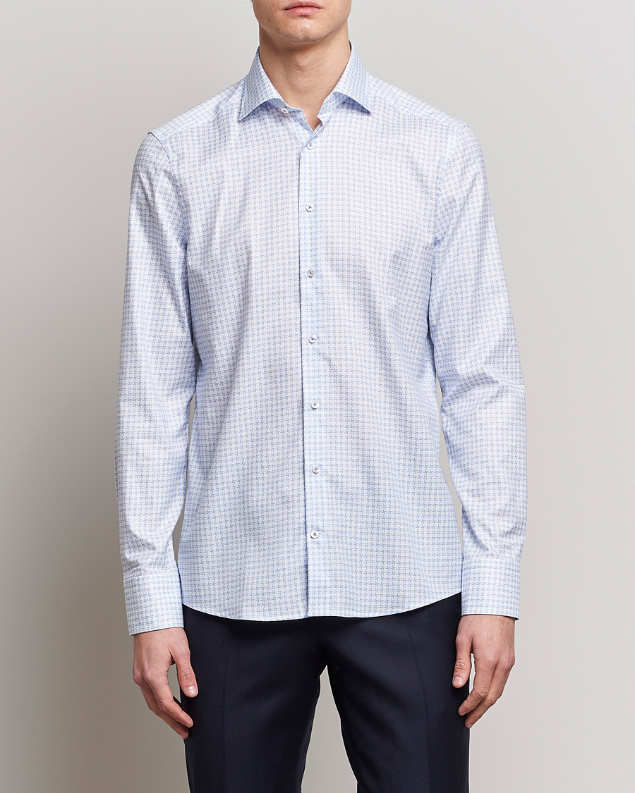 Mies | Kauluspaidat | Stenströms | Slimline Cut Away Micro Print Shirt Blue