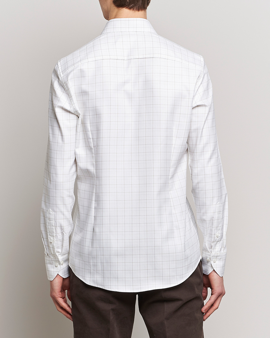 Mies | Kauluspaidat | Stenströms | Slimline Cut Away Windowpane Shirt White/Beige