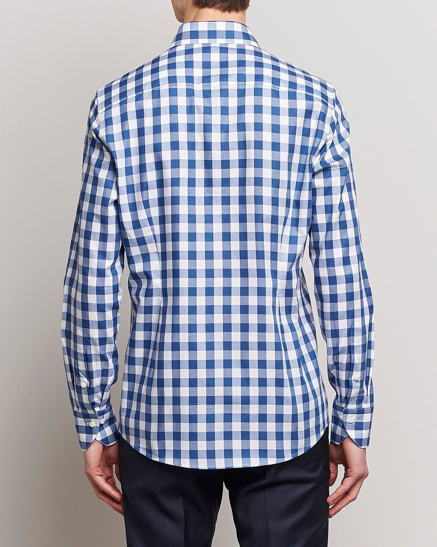 Mies | Kauluspaidat | Stenströms | Slimline Cut Away Large Gingham Shirt Blue
