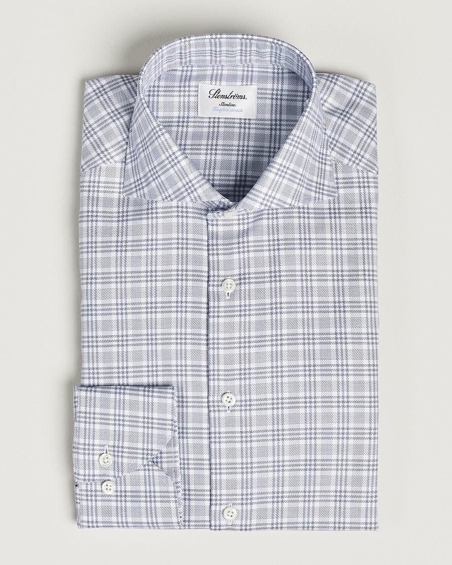 Mies | Kauluspaidat | Stenströms | Slimline Cut Away Multicheck Shirt Blue