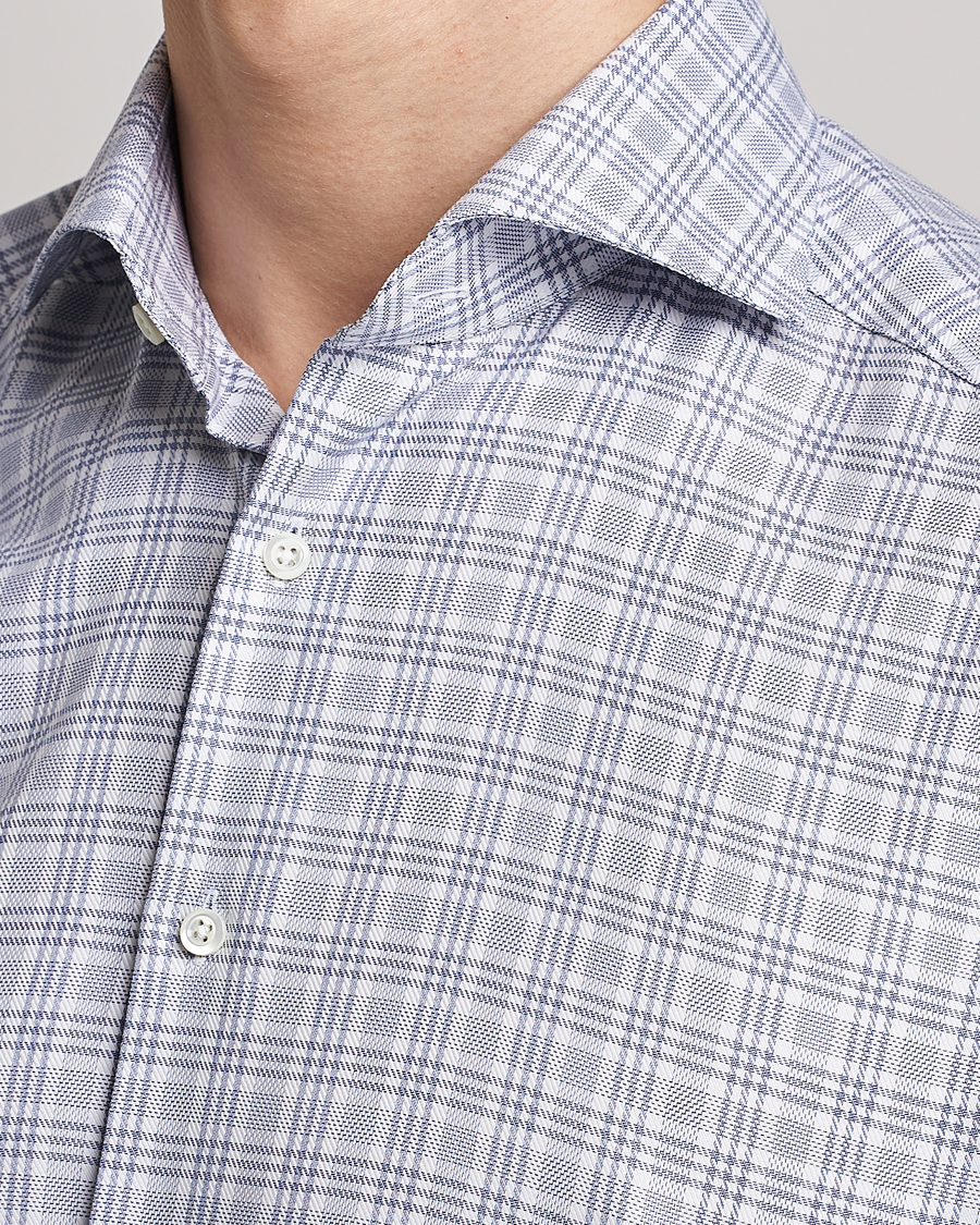 Mies | Kauluspaidat | Stenströms | Slimline Cut Away Multicheck Shirt Blue