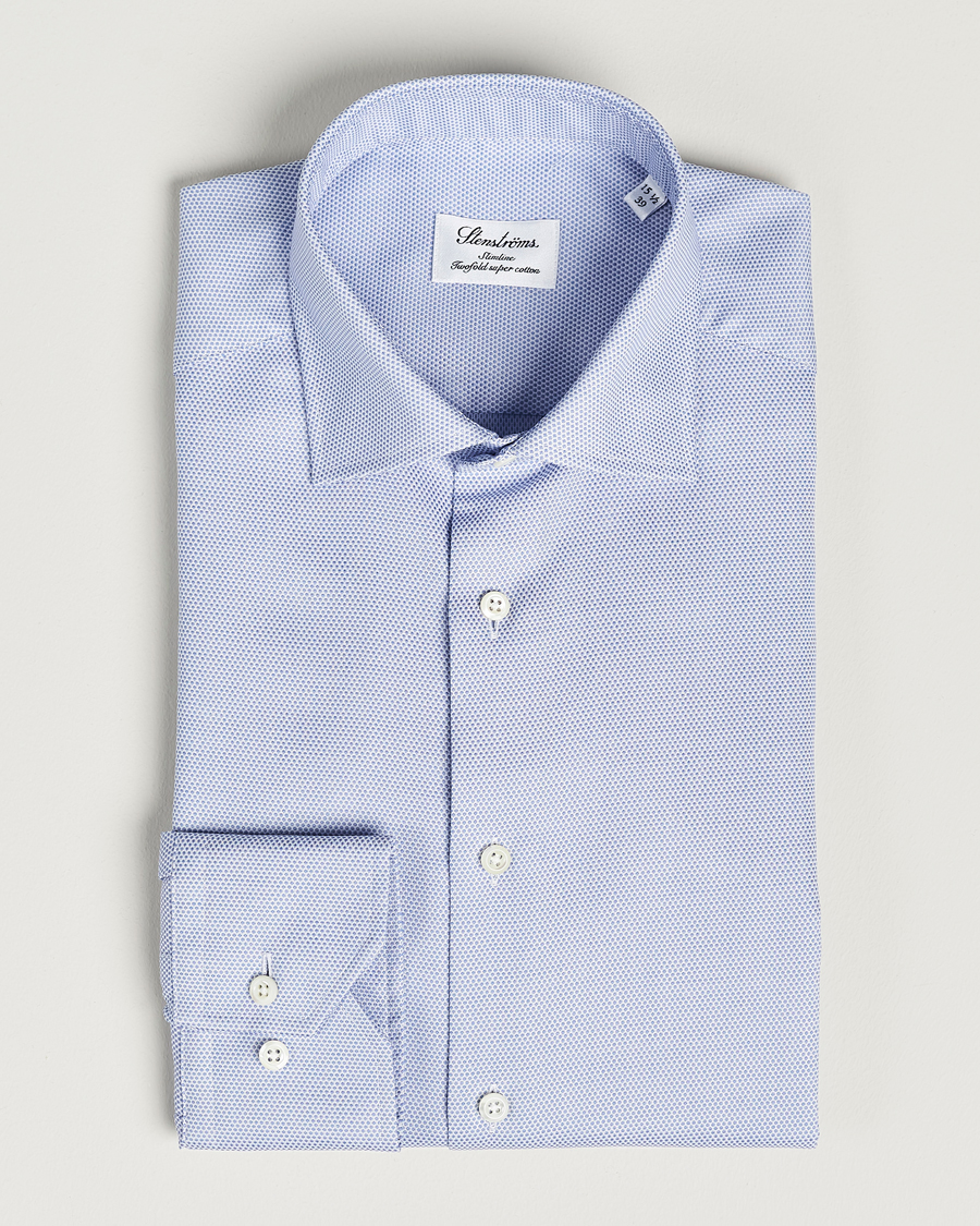 Mies | Kauluspaidat | Stenströms | Slimline Cut Away Woven Structure Shirt Blue