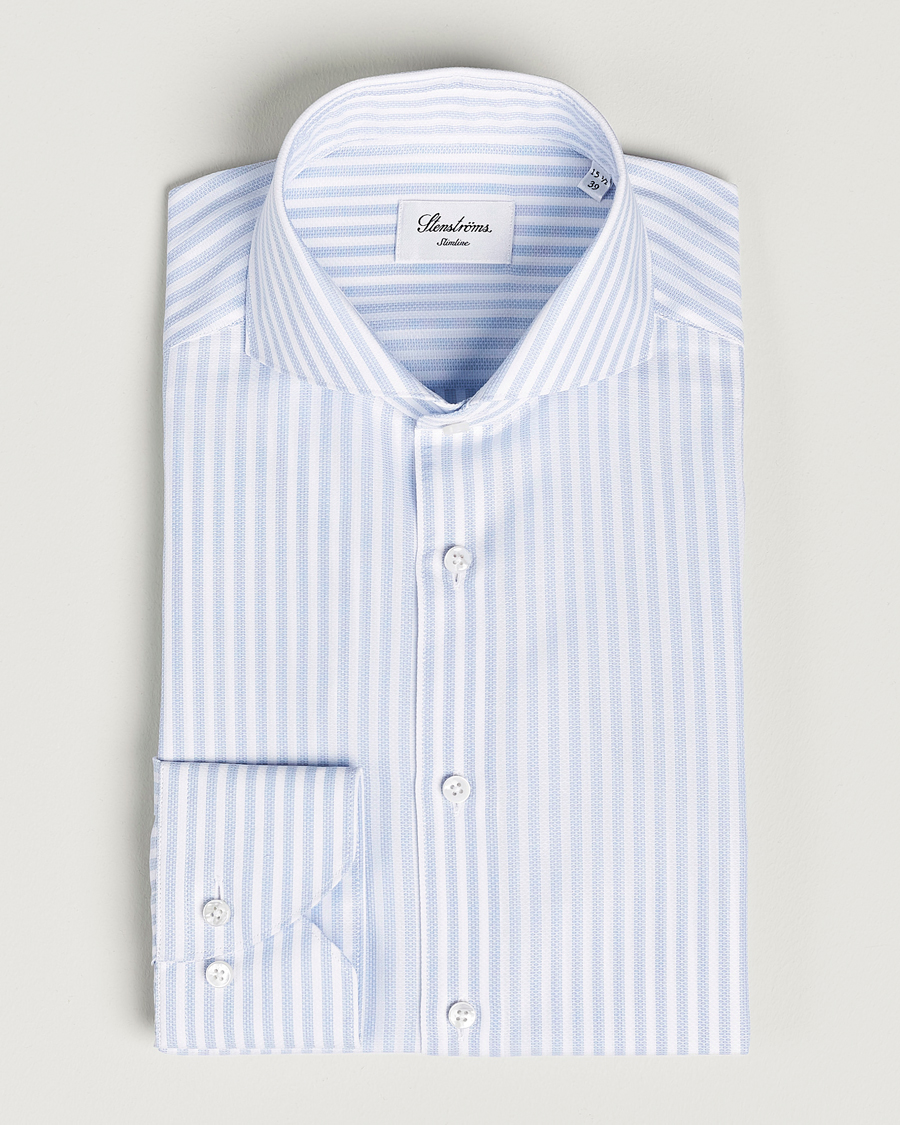 Mies | Kauluspaidat | Stenströms | Slimline Cut Away Structure Striped Shirt Blue