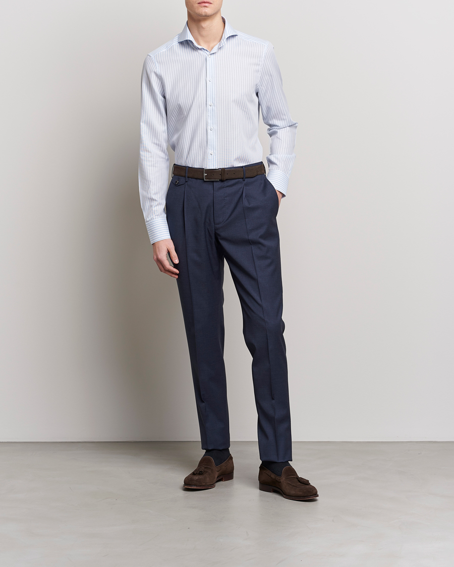 Mies | Kauluspaidat | Stenströms | Slimline Cut Away Structure Striped Shirt Blue