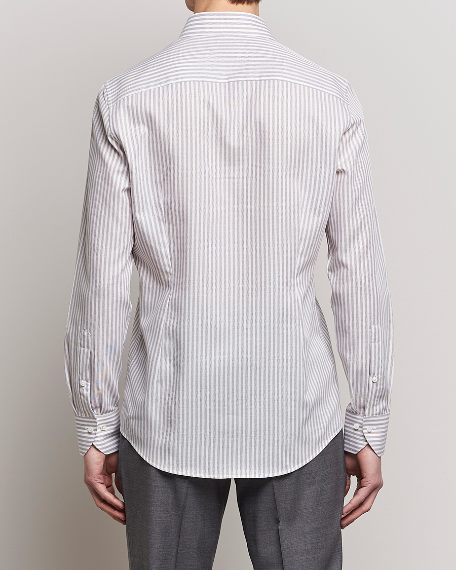 Mies | Kauluspaidat | Stenströms | Slimline Cut Away Structure Striped Shirt Brown