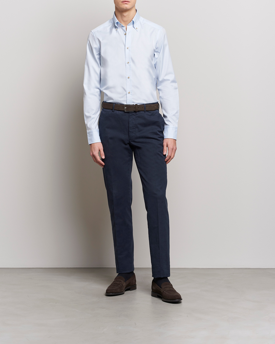 Mies | Kauluspaidat | Stenströms | Slimline Button Down Pinpoint Oxford Shirt Blue