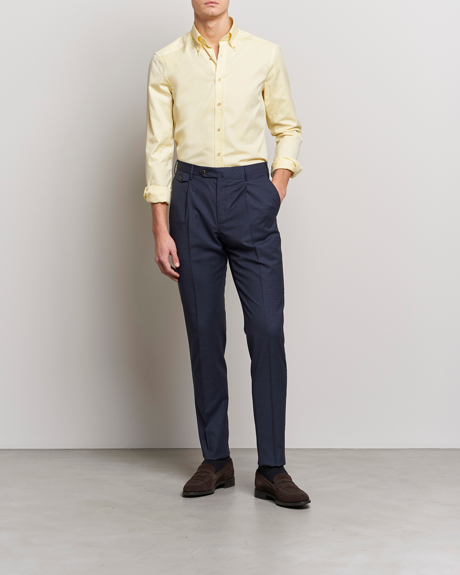 Mies | Kauluspaidat | Stenströms | Slimline Button Down Pinpoint Oxford Shirt Yellow