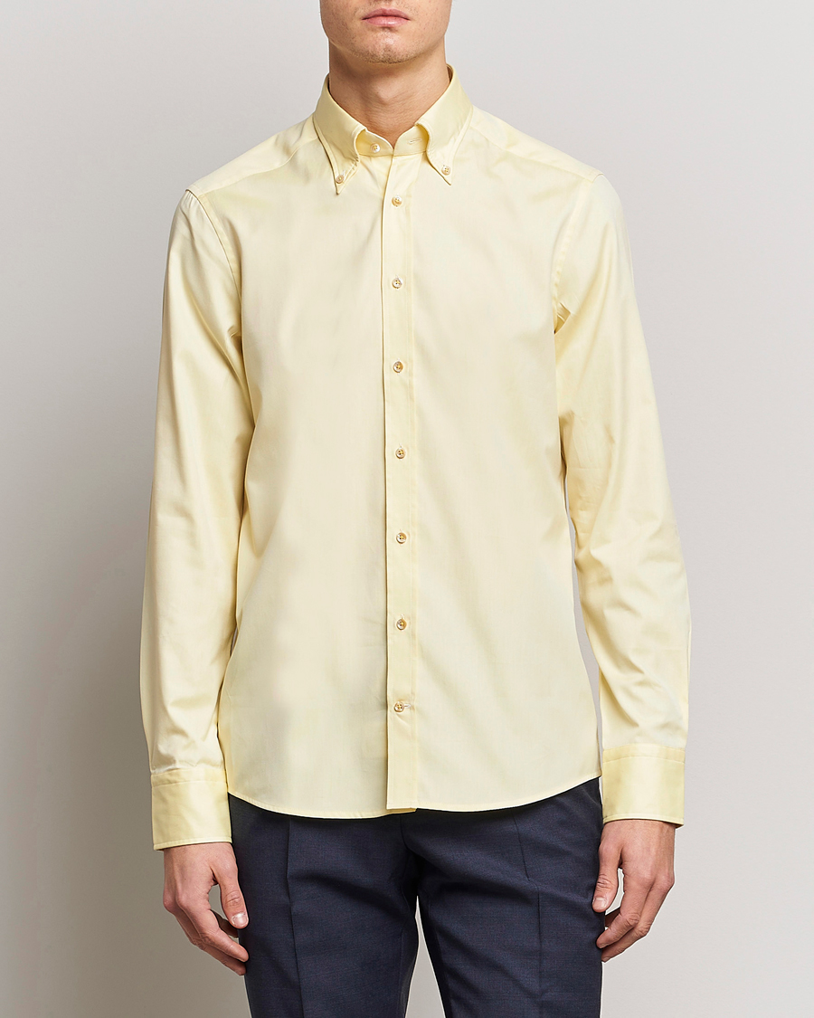 Mies | Kauluspaidat | Stenströms | Slimline Button Down Pinpoint Oxford Shirt Yellow
