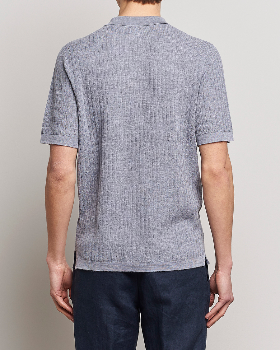 Mies | Pikeet | Stenströms | Merino/Lyocell Ribbed Buttoned Polo Shirt Grey